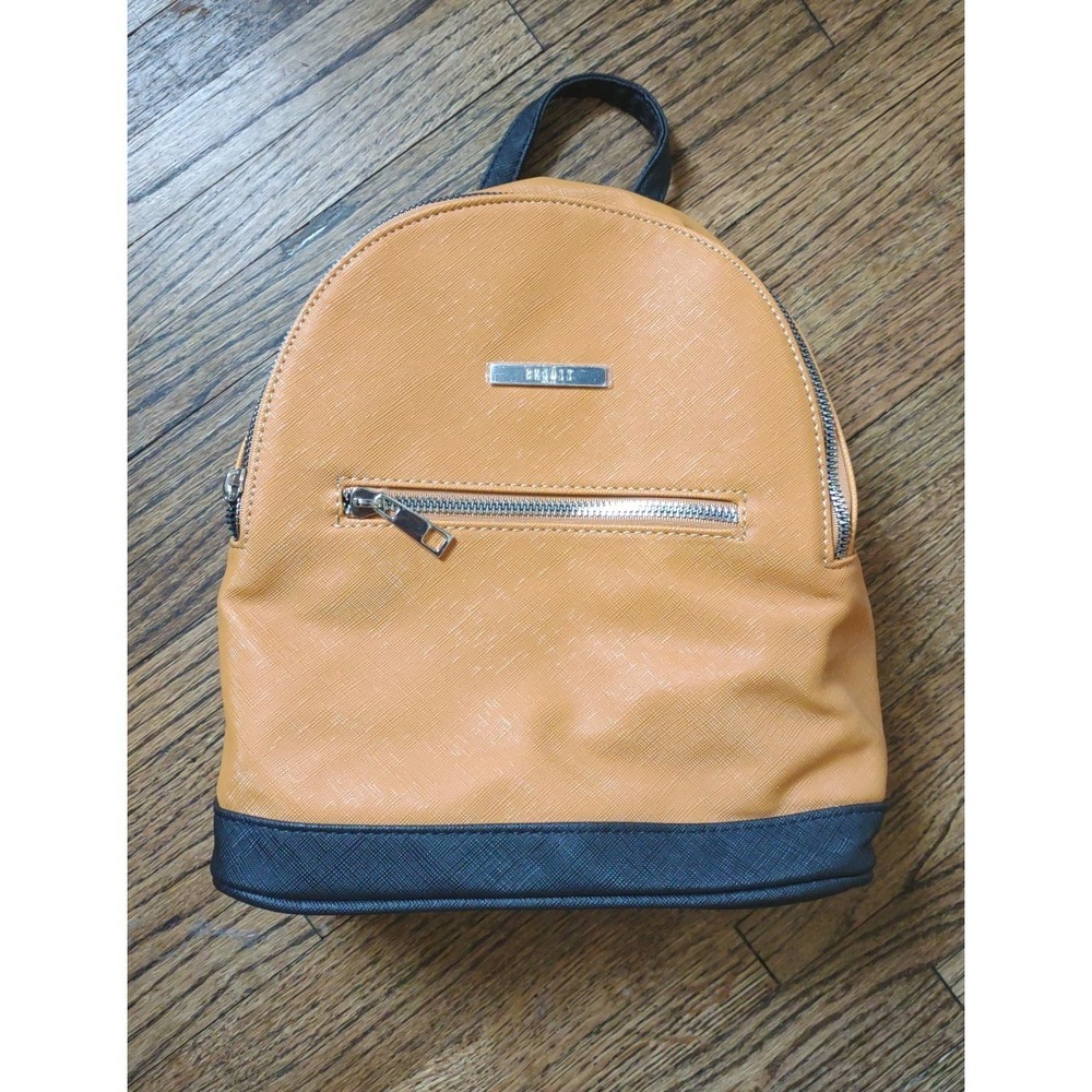 Beuoss Milan Mini Backpack‎ – Mustard Yellow & Black Saffiano Vegan Leather NWT